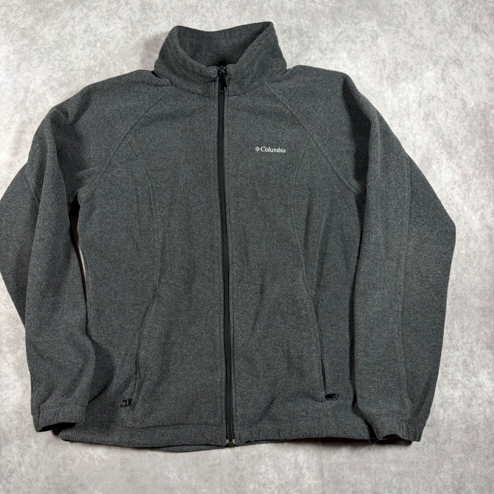 Columbia Womens XL Charcoal Gray Full Zip Fleece Jacket Raglan Sleeve Outdoor